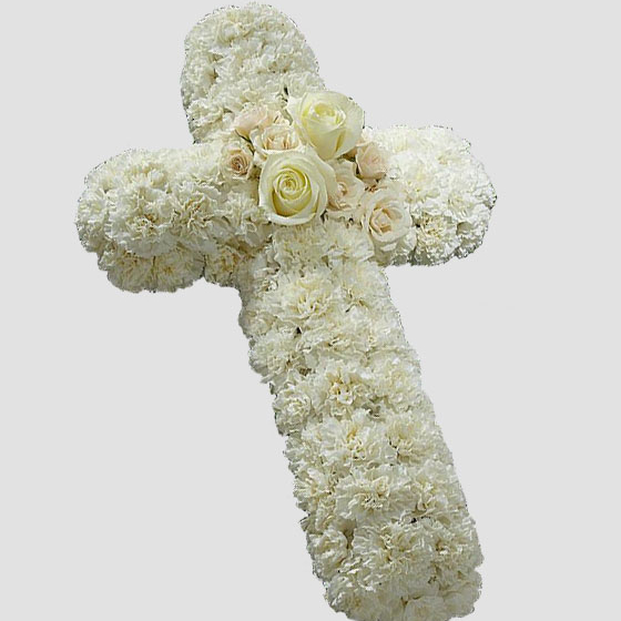 Cruz Funeraria Clavel Blanco
